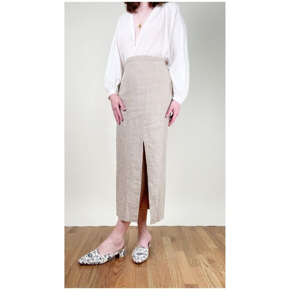 Vintage 100% Silk High Rise Maxi Skirt Straight Column Old Money Quiet Luxury - Picture 2 of 6